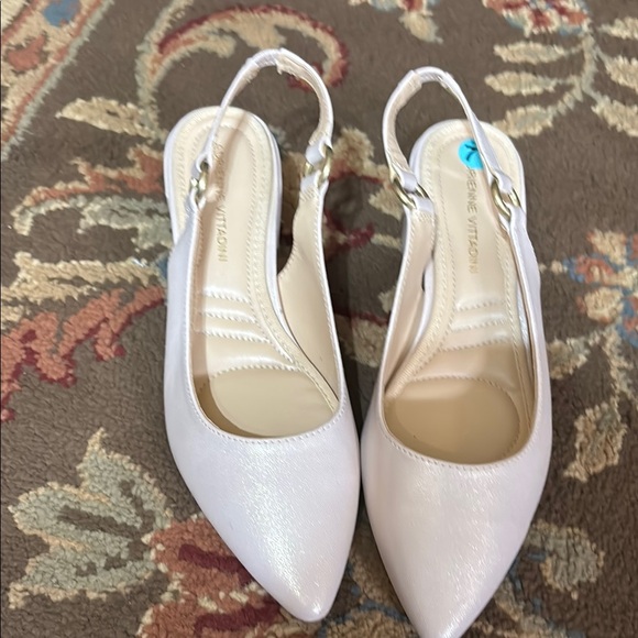 Adrienne Vittadini pink gold glittery Slingback Heels 7.5 - Picture 2 of 5